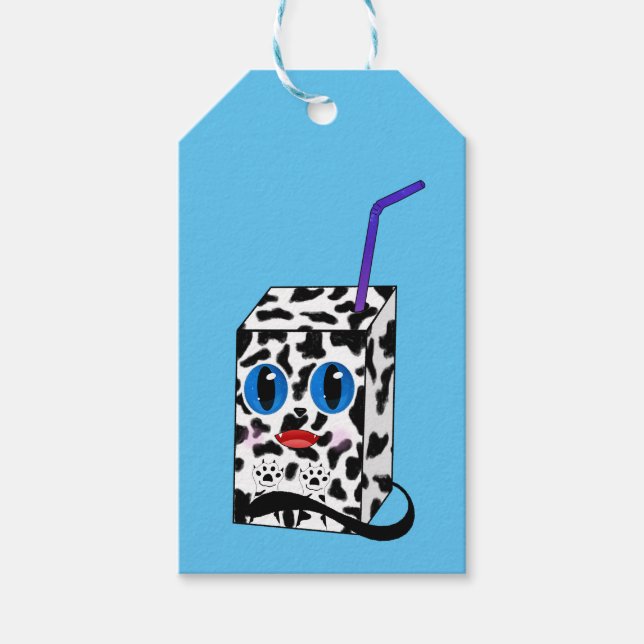 Étiquettes-cadeau Cute et Quirky : Illustration de chat au lait (Devant)