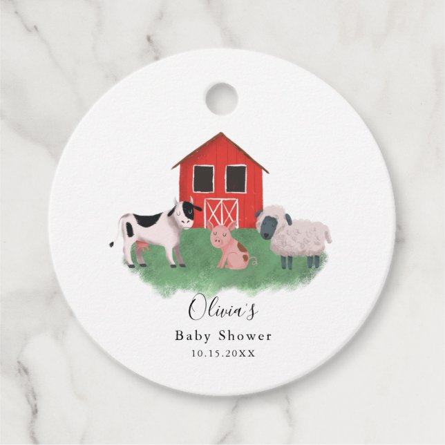 Étiquettes Cadeau Cute Farm Animaux Baby shower Merci (Devant)