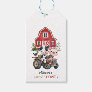 Étiquettes-cadeau Cute Farm Animaux Cochon Vache Barnyard Baby showe