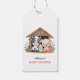Étiquettes-cadeau Cute ferme animaux Baby shower de vache de porc