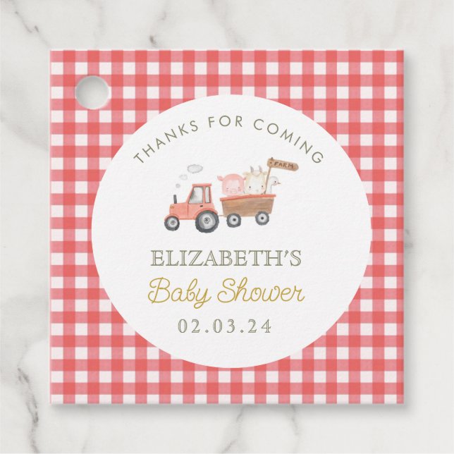 Étiquettes Cadeau Cute ferme Baby shower de Barnyard (Devant)