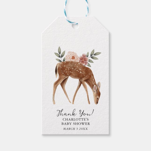 Étiquettes-cadeau Cute Forêt Boisée Animaux Baby shower Merci (Devant)