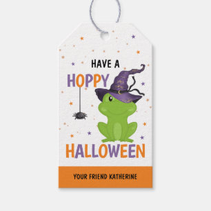 Étiquettes-cadeau Cute Frog & Spider Kids Hoppy Halloween Favoriser