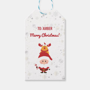 Étiquettes-cadeau Cute Funny Modern Unicorn Père Noël Nom personnali