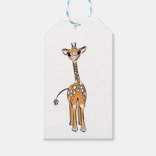 Étiquettes-cadeau Cute Giraffe drawing, safari animals