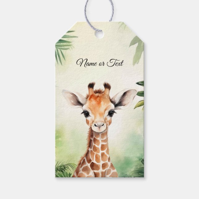 Étiquettes-cadeau Cute Giraffe Jungle Baby shower Party Belle (Devant)