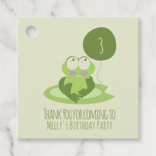 Étiquettes Cadeau Cute grenouille Anniversaire Merci de ballon vert
