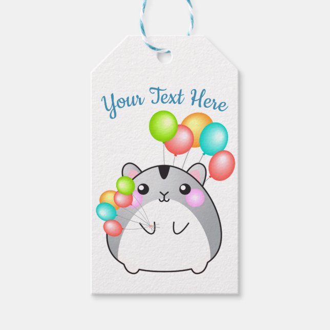 Étiquettes-cadeau Cute Grey Kawaii Hamster (Devant)