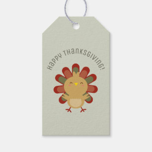 Étiquettes-cadeau Cute Kawaii Turquie Bon thanksgiving