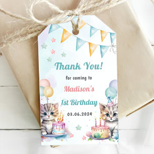 Étiquettes-cadeau Cute Kitty Chat 1er fête d'anniversaire