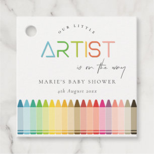 Étiquettes Cadeau Cute Little Artist Crayon Fun Rainbow Baby shower