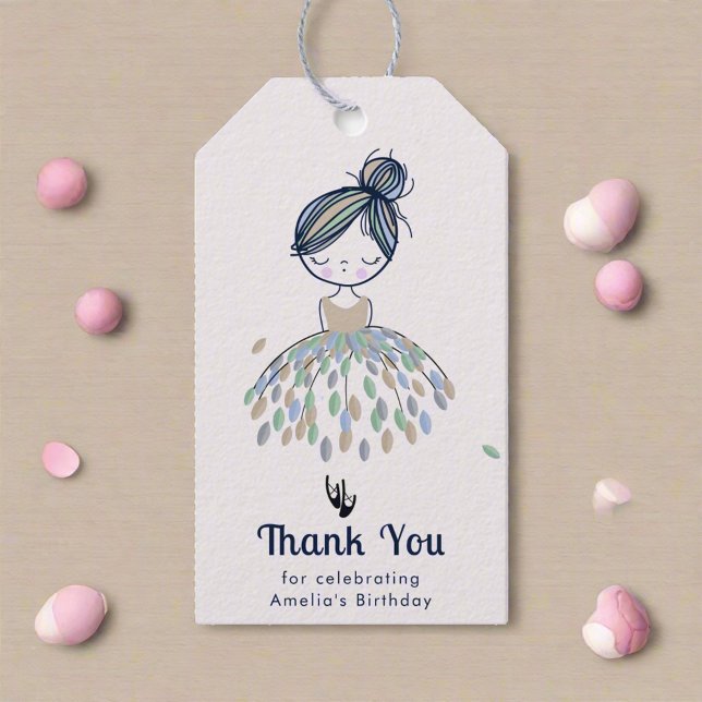 Étiquettes-cadeau Cute Little Ballerina Princess Merci d'anniversair (Créateur téléchargé)