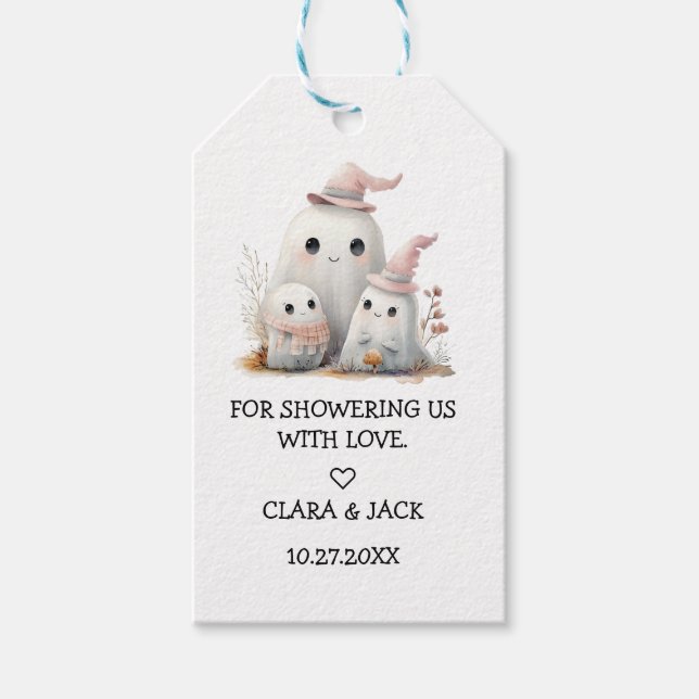Étiquettes-cadeau cute little boo girl First Halloween Baby shower (Devant)