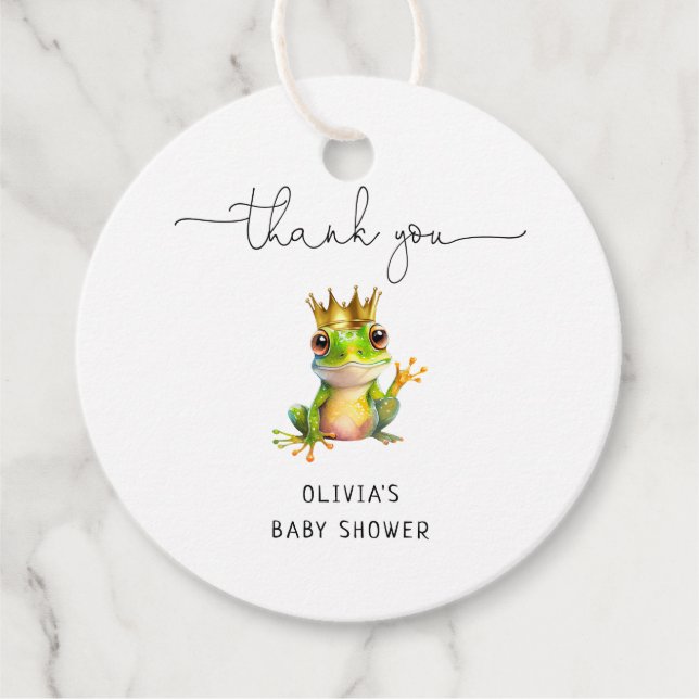 Étiquettes Cadeau Cute Little Frog Merci de Baby shower minimal (Devant)