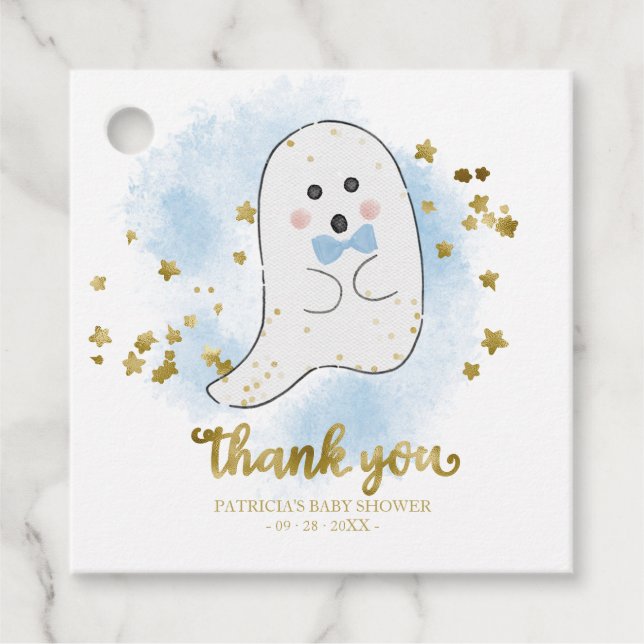 Étiquettes Cadeau Cute Little Ghost Halloween Baby shower Merci Favo (Devant)