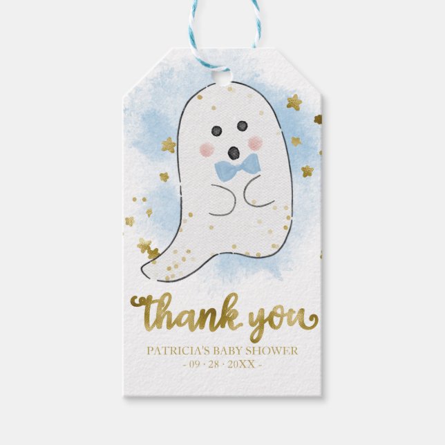 Étiquettes-cadeau Cute Little Ghost Halloween Baby shower Merci Favo (Devant)