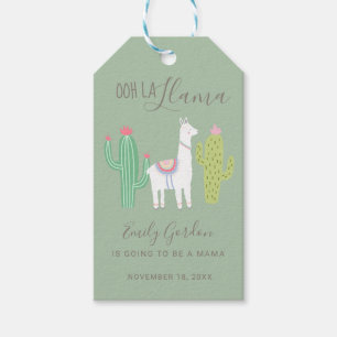 Étiquettes-cadeau Cute Llama Baby shower Succulents garçon vert
