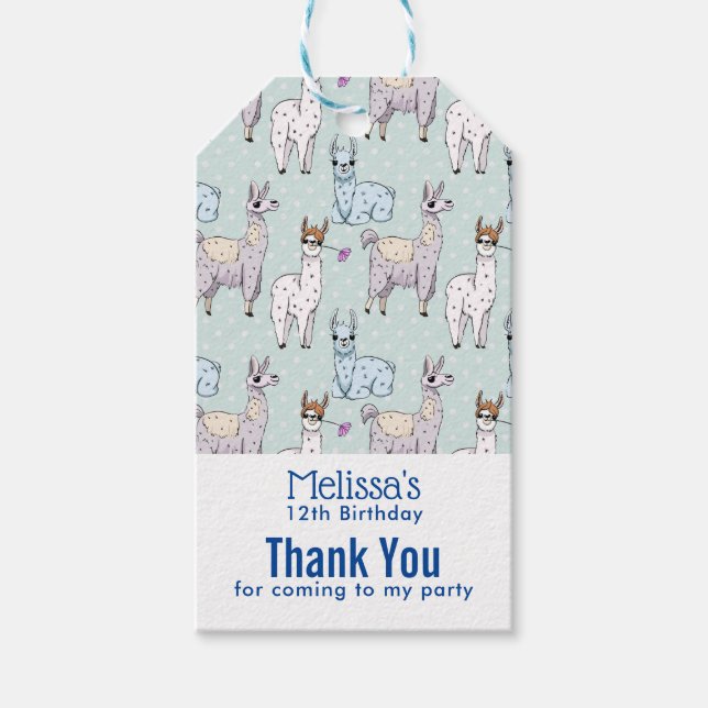 Étiquettes-cadeau Cute Llama Motif à l'anniversaire Pois (Devant)