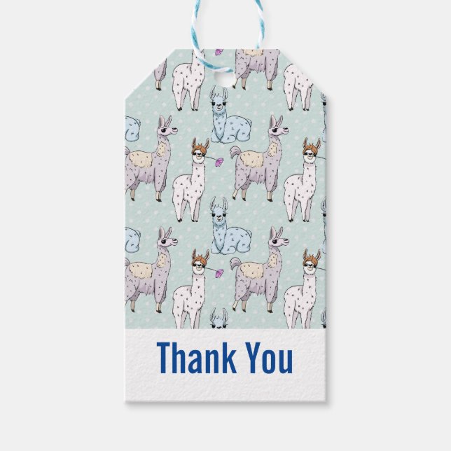 Étiquettes-cadeau Cute Llama Motif sur le Merci Pois (Devant)