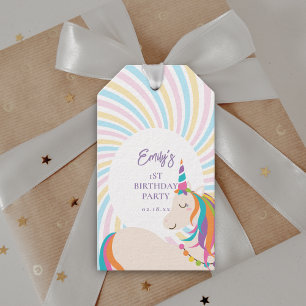 Étiquettes-cadeau Cute Magique Arc-en-ciel Unicorn fille 1er anniver