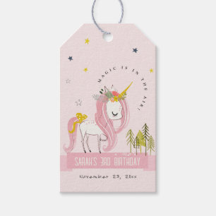 Étiquettes-cadeau Cute Magique Unicorn rose Anniversaire de enfant
