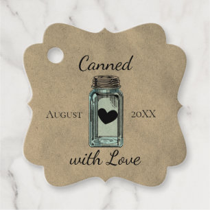 Étiquettes Cadeau Cute Mason Jar Canalisé Avec L'Amour Dated Kraft