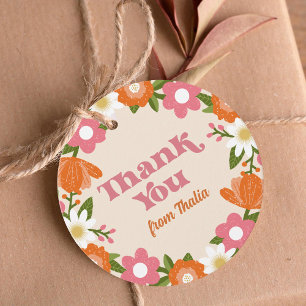 Étiquettes Cadeau Cute Merci de cadre Floral Rétro