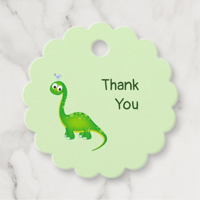 Étiquettes Cadeau Cute Merci Dinosaur (Devant)