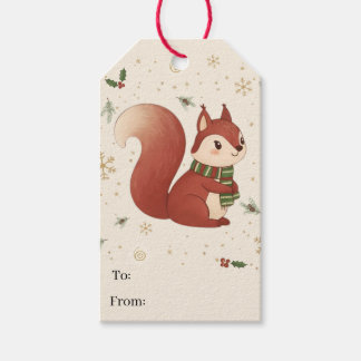 Étiquettes-cadeau Cute Modern Forest Squirrel Christmas Gift Tags