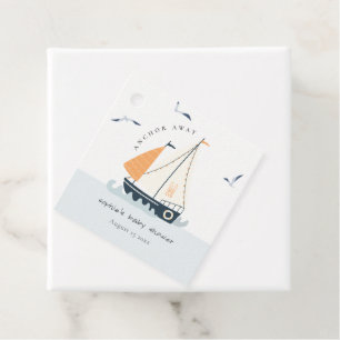 Étiquettes Cadeau Cute Nautical Blue Sailboat Baby shower Pastel