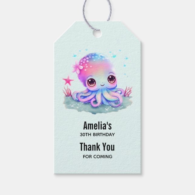 Étiquettes-cadeau Cute Octopus Sea Creator Merci d'événement (Devant)