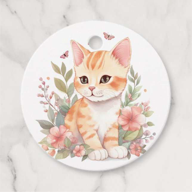 Étiquettes Cadeau Cute orange Tabby Kitten Merci (Devant)