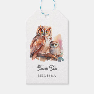 Étiquettes-cadeau Cute Owl Merci