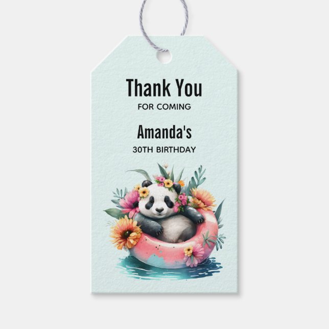 Étiquettes-cadeau Cute Panda Chilling dans un événement Tube intérie (Devant)