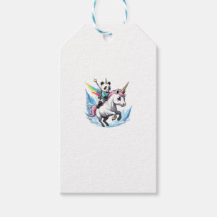 Étiquettes-cadeau Cute Panda Riding Unicorn Girls Femmes Arc-en-ciel