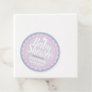 Étiquettes Cadeau Cute Pastel Baby shower personnalisé rose et gris