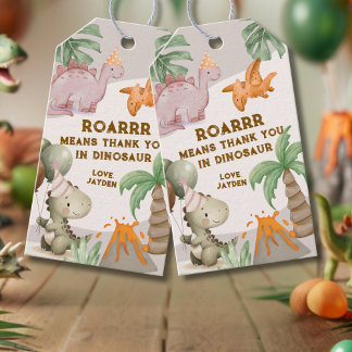 Étiquettes-cadeau Cute Pastel Dinosaur Thank You 