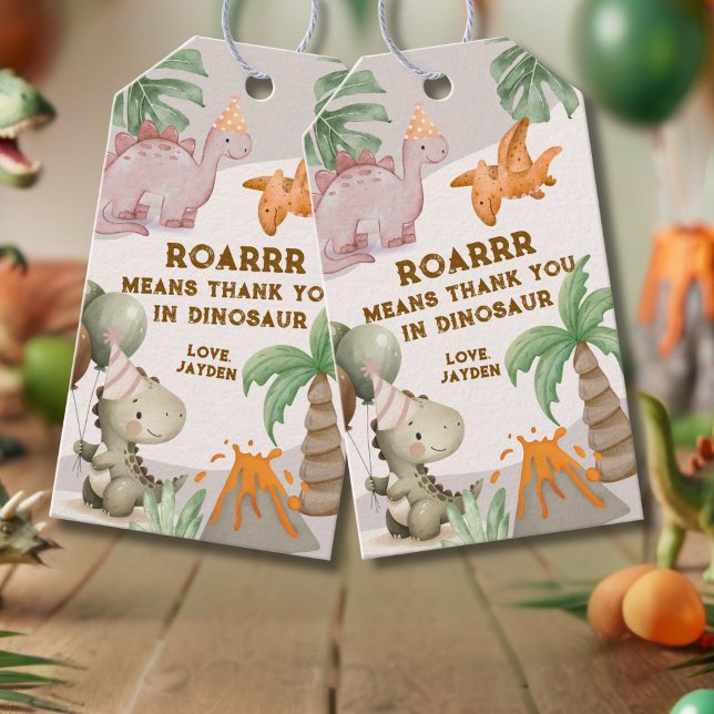 Étiquettes-cadeau Cute Pastel Dinosaur Thank You  (Créateur téléchargé)