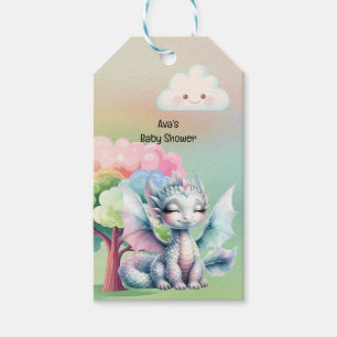 Étiquettes-cadeau Cute Pastel Dragon Baby shower Merci