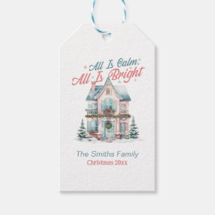Étiquettes-cadeau Cute Pastel Tout est calme, tout est lumineux Noël