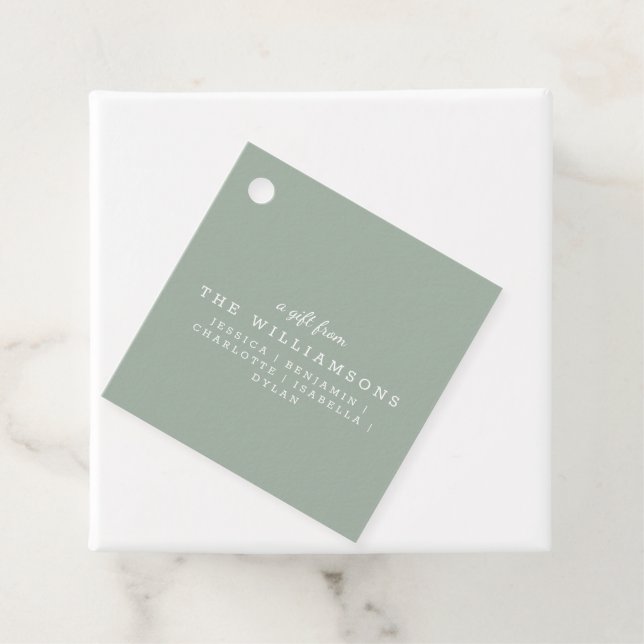 Étiquettes Cadeau Cute Personnalisé Un Cadeau De Moderne Sage Green (En situation)