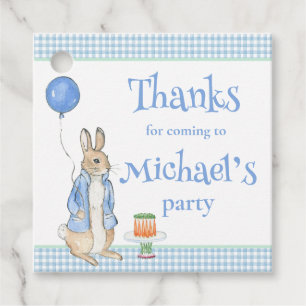 Étiquettes Cadeau Cute Peter Rabbit Bleu Anniversaire Merci