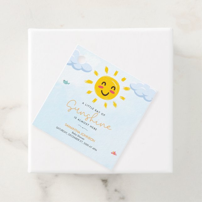 Étiquettes Cadeau Cute Petit rayon de soleil Baby shower (En situation)