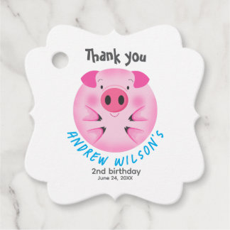 Étiquettes Cadeau Cute Pig Ball Rustic Farm Party Animal