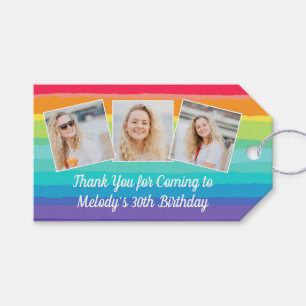 Étiquettes-cadeau Cute Rainbow Photo Collage Personnalisé Anniversai