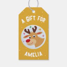 Cute Reindeer Snowflakes Kid`s Name Christmas 