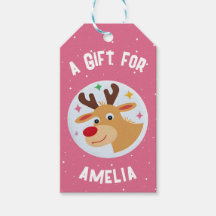 Cute Reindeer Snowflakes Kid`s Name Christmas 