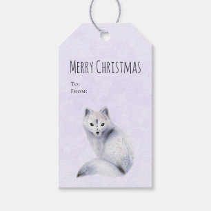 Étiquettes-cadeau Cute renard nordique avec marques florales Noël