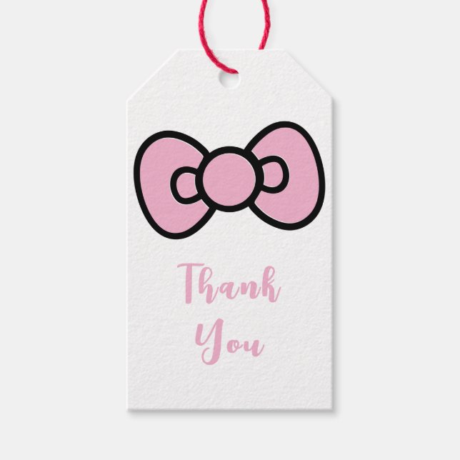 Étiquettes-cadeau Cute Rose Bow Whimsical (Devant)