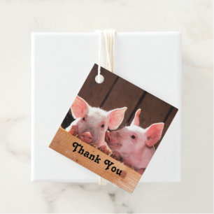 Étiquettes Cadeau Cute rose Piglets Merci photo animal